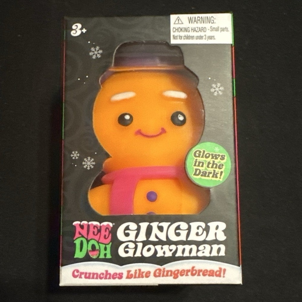 Schylling NeeDoh Squishmas Ginger Glowman Rare Glow in the Dark NEW Pink Purple